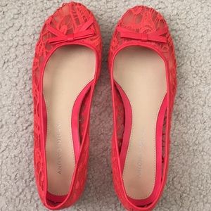 Antonio Melani orange reddish, laced flats